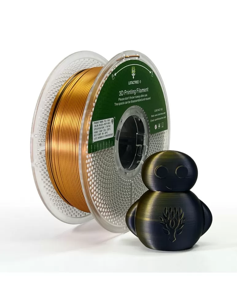 PLA Silk Dual Color Black/Deep Gold 1Kg Lotactree